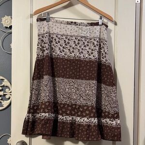 Route 66 Brown Floral A-Line Skirt